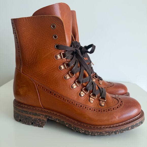 The Office Of Angela Scott Mr. Bernard Boots 40 EU | 10 US Brown Leather Combat - Picture 2 of 16